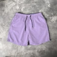 thumbnail image 2 of KPOPLK Mens Elastic Waist Drawstring Shorts Casual Classic Fit Stretch Flat Front Shorts with Pockets Size XXXL,Purple, 2 of 6