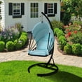 thumbnail image 2 of Geniqua Foldable Hanging Egg Chair Outdoor Patio Hammock Swing Cushion Seat Canopy Stand, 2 of 8