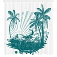 thumbnail image 3 of Ambesonne Ride the Wave Shower Curtain, Grunge Tropical, 69"Wx75"L, Teal White, 3 of 3
