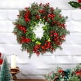thumbnail image 4 of Lilixerw 16Inch Artificial Christmas Wreath,with Red Berries,Realistic Greenery Holiday Decor for Front Door,Wall,Home Festive Decoration,Green, 4 of 6