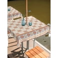 thumbnail image 2 of Outdoor Tablecloths with Umbrella Hole & Zipper, Orange Floral 60x60 Inch Square Tablecloths, Country Boho Ethnic Art Flowers Motifs Waterproof Table Cloth, Patio/Pool/Picnic Table Covers, 2 of 8