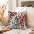 thumbnail image 3 of Ethan Taylor Floral Throw Pillow Soft Cushion Cover 'Red Leaves Flowers' Modern Pattern Decorative Square Accent Pillow Case, 20x20 Inches, Red, Green, 3 of 5