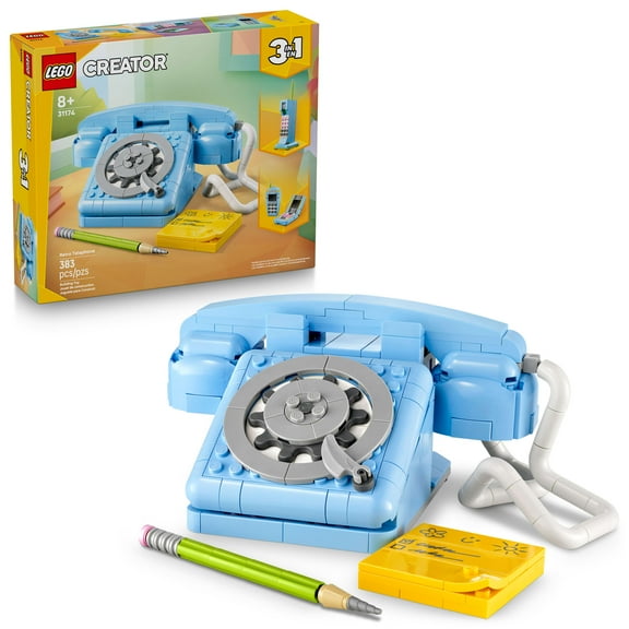 LEGO Creator 3 in 1 Retro Telephone Building Toy - Home Decor for Bedroom or Kids Room - Kids Toy for Girls & Boys, Ages 8  - Gifts for Birthdays - 31174