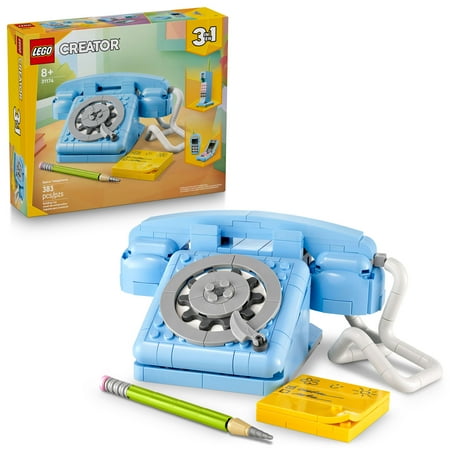 LEGO Creator 3 in 1 Retro Telephone Building Toy - Home Decor for Bedroom or Kids Room - Gift for Christmas - Kids Toy for Girls & Boys, Ages 8+ - 31174