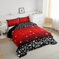 thumbnail image 3 of Feelyou Red Sequin Print Queen Comforter Set for Women, Glitter Diamond Bedding Sets, Modern Fashion Princess Reversible Bedding Comforter Set, Microfiber Bedroom Decor, 3pcs, 3 of 8