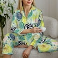 thumbnail image 6 of Pofeuu Shell Clam Print Womens Pajamas Set Long Sleeve Sleepwear Button Down Nightwear Soft Pj Lounge Sets Button Down Pajamas Women-Medium, 6 of 7