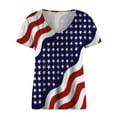 thumbnail image 4 of Summer Saving Wycnly Cute Tops for Women Star Striped Print V-Neck Short Sleeve T shirts Summer 4th July Fashion Independence Day Graphics Loose Fit Pullover Blouses Navy xl, 4 of 4