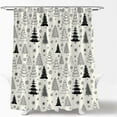 thumbnail image 2 of Christmas Tree Shower Curtain Ivory Black Grey Xmas Tree Retro Christmas Tree Snowflake Merry Christmas Pine Pattern New Year Rustic Winter Holiday Fabric Bath Curtain Set with Hook, 2 of 4