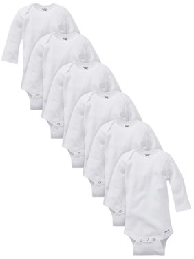 Gerber Baby Boy or Girl Gender Neutral Organic Onesies Long Sleeve Bodysuits, 6-Pack