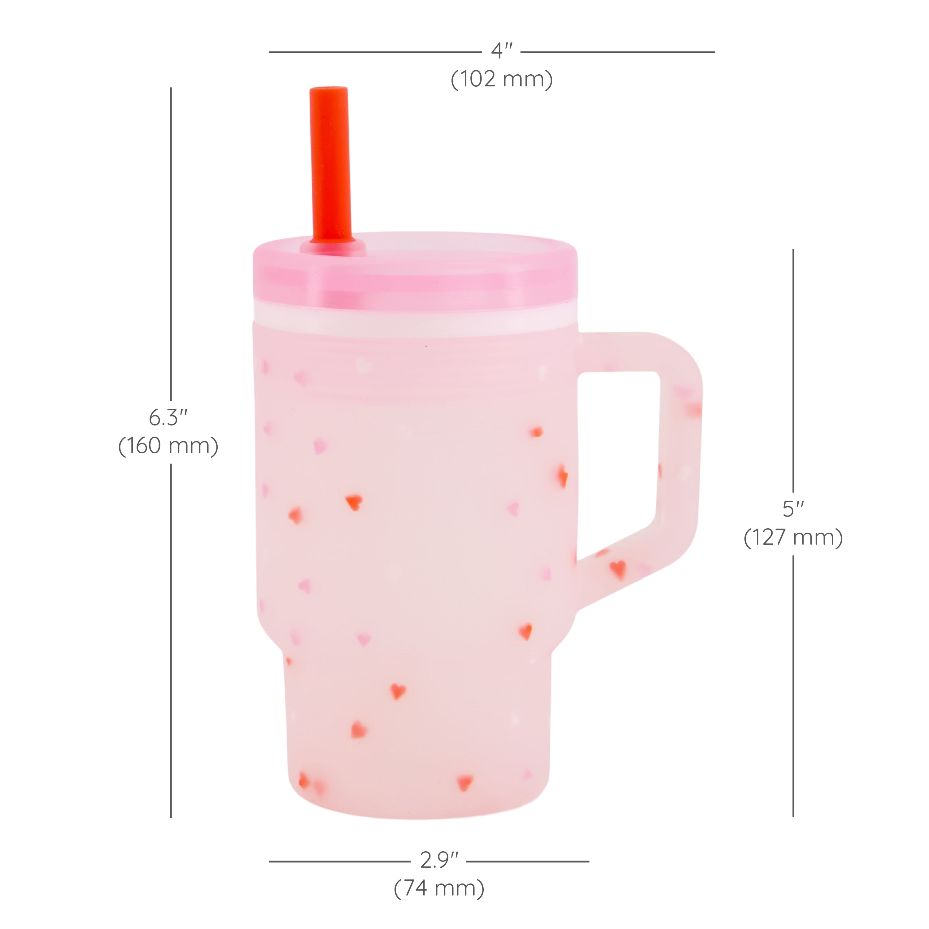 Infantino My 1st Tumbler – Adorable 9oz. Training Cup with Toddler-Friendly Straw and Handle, Heart Speckles