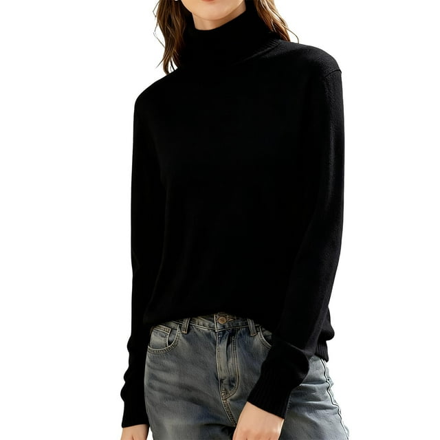Miqool Chandail à Col Roulé pour Femmes Couche de Base Décontractée Chemises Thermiques Tricot