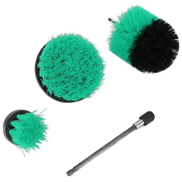 Drill Brushes Attachment Set Electric Extended Long Drill Cleaning Scrub Brushes KitGreen