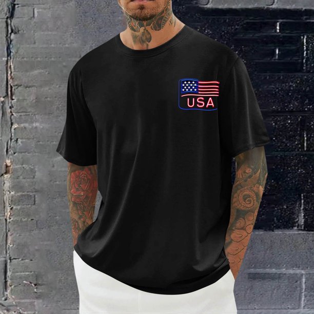 Tops para hombre, blusas y camisas de cuello redondo y manga corta para hombre, blusas casuales de moda con cuello redondo y estampado para hombre, blusas de poliéster para hombre.