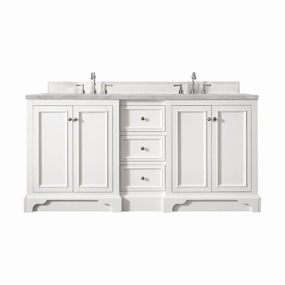 James Martin Vanities 825-V72-3Vsl De Soto 72" Double Basin Poplar Wood Vanity Set - White