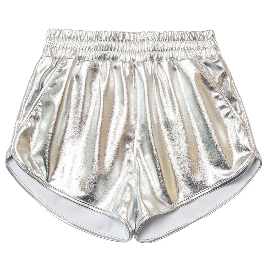 tight silver shorts