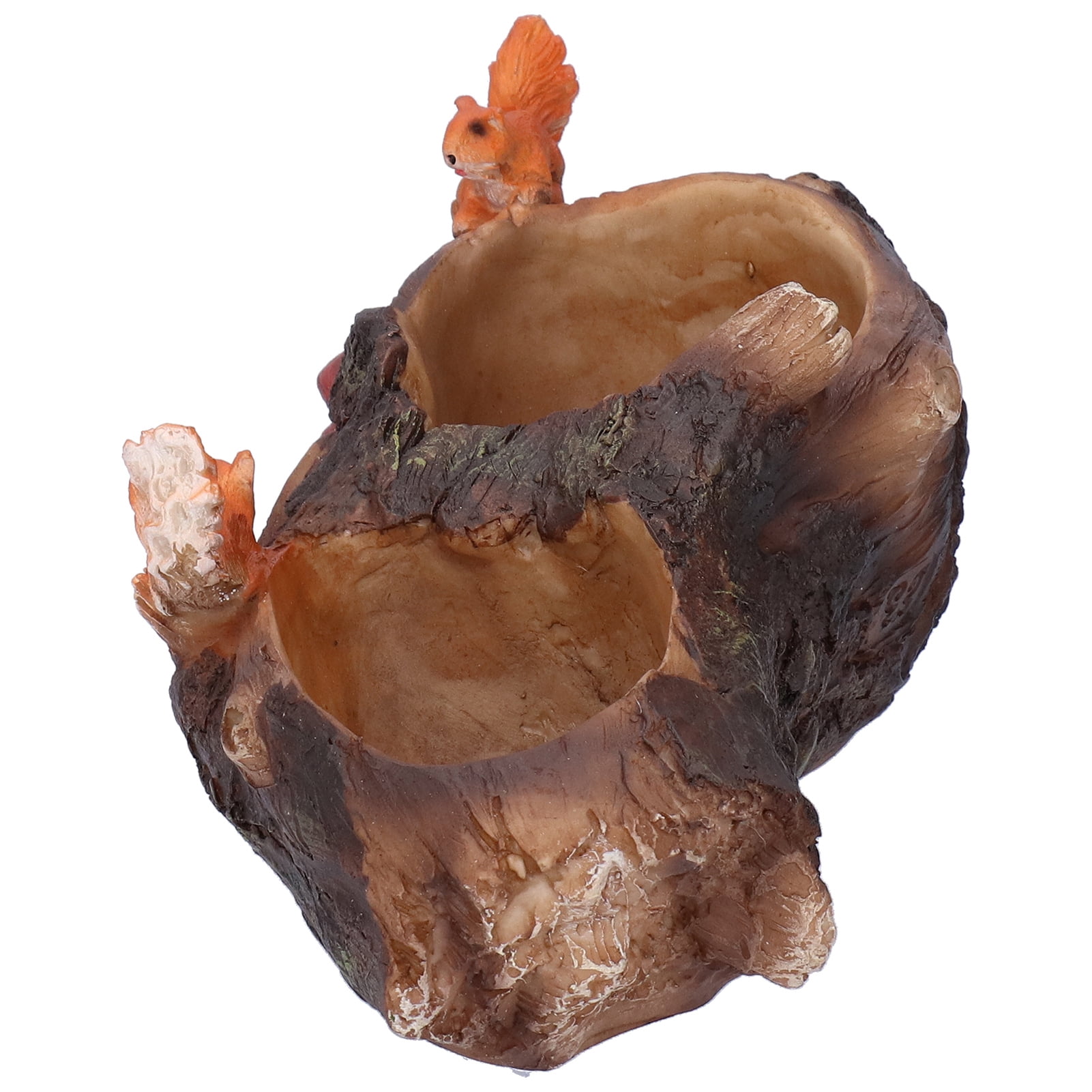 Xirurus Innovative Waterproof Resin Plant Pot Quirky Squirrels Chasing Tree Stump Design Succulent Flower Bonsai Planter Quirky Decorative Gardening Container 10.23x6.30x5.12 Inches