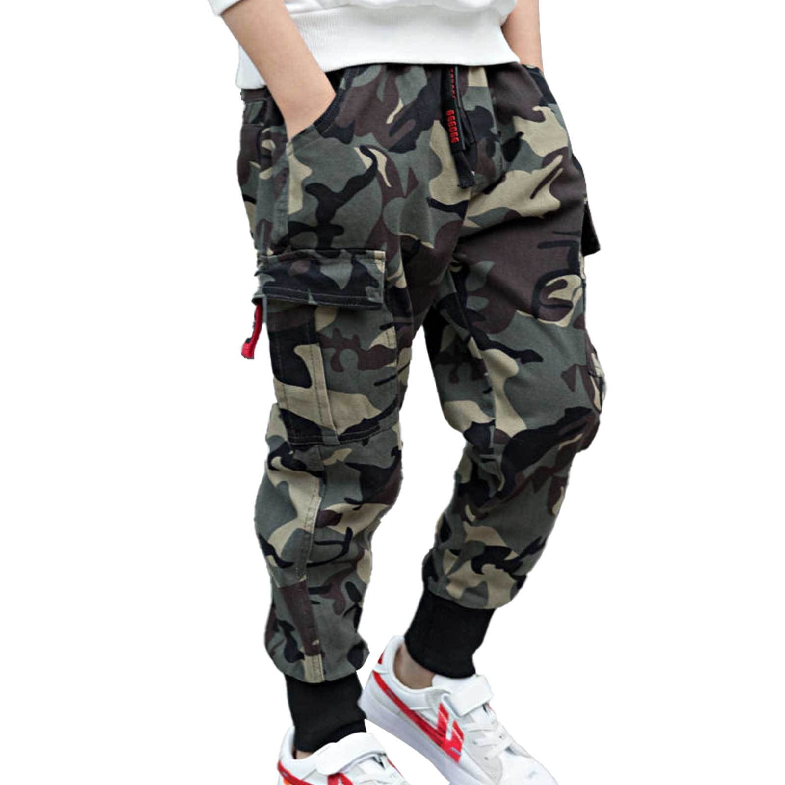 iiniim Child Camo Cargo Jogger Street Pants for Kids Boys Overalls Hip