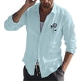 thumbnail image 1 of POINTERTECK T-Shirt à Manches Longues en Coton et Lin Simple et Décontracté pour Hommes, 1 of 3
