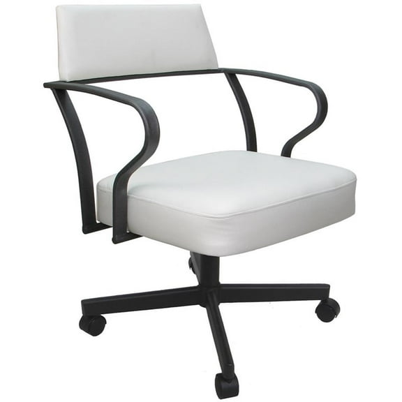 Carolina Swivel Tilt Metal Dining Caster Chair - White Vinyl - Gray Frame