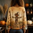 thumbnail image 5 of OIOLOYJM Halloween Long Sleeve Tops for Women Fall Casual V-Neck Pumpkin Graphic Happy Holiday Shirts Loose Fit Comfortable Lounge T Shirts Light Brown 2XL, 5 of 5
