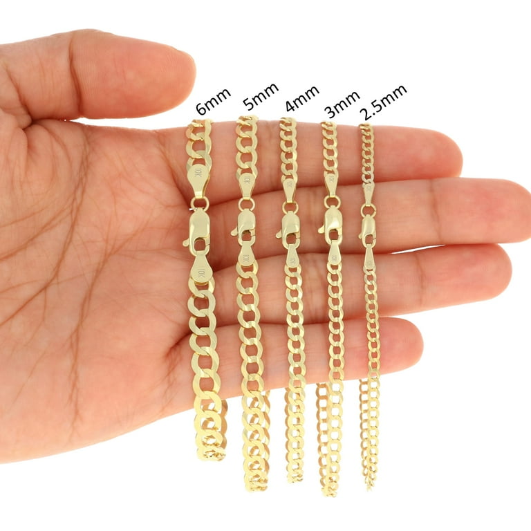 Nuragold 10K Real Yellow Gold Solid Cuban Curb Link Chain Bracelet