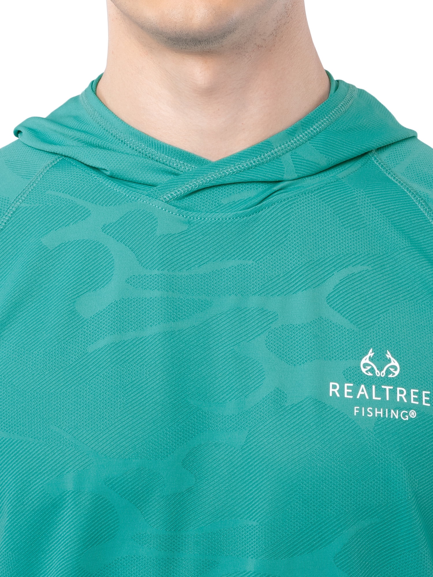 Realtree Fishing Men’s Long Sleeve Performance Raglan Tag-free Hooded Shirt, size S-3XL