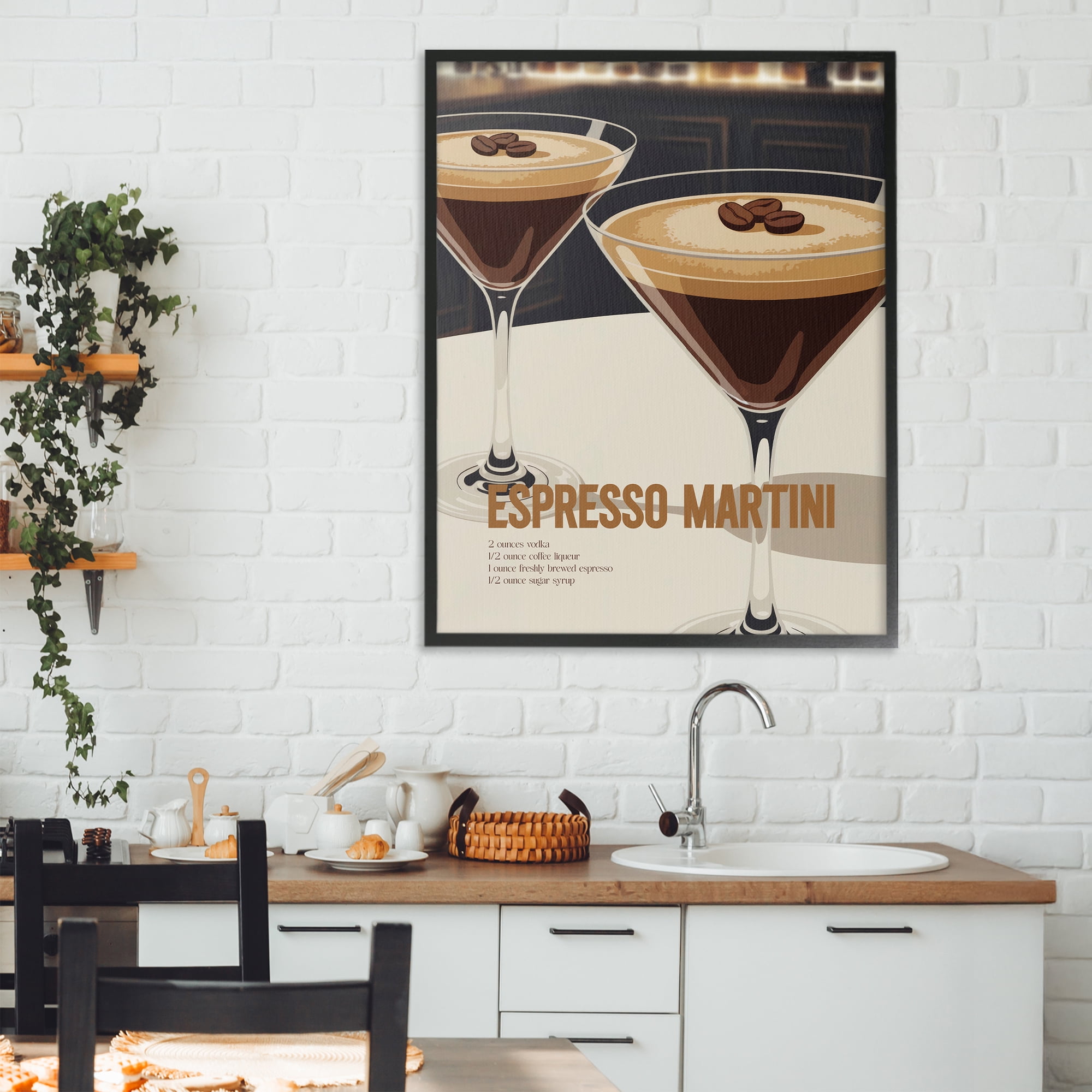 Stupell Industries Sleek Modern Espresso Martini Black Framed Giclee Art, design by Andreas Magnusson