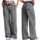 thumbnail image 3 of Jeans Rectos para Mujer, Cintura Alta, Pierna , Holgados, Elásticos, Estilo Boyfriend, Holgados, para Mujer Lavar la Ceniza S, 3 of 8