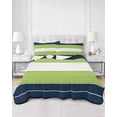 thumbnail image 3 of Navy Blue Green Stripe Full Size Down Alternative Comforter, Lightweight Comforter Quilt Bedding Set with Pillow Shams Modern Art Horizontal Striped All Seasons Bed Comforter Duvet Insert 78"x90", 3 of 7