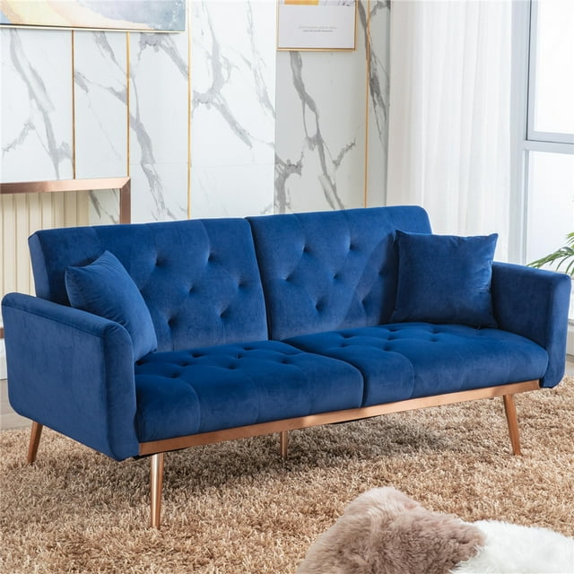 Sofa Sleeper, SEGMART Modern Sofa Sleeper Bed with Armrest, Navy Blue