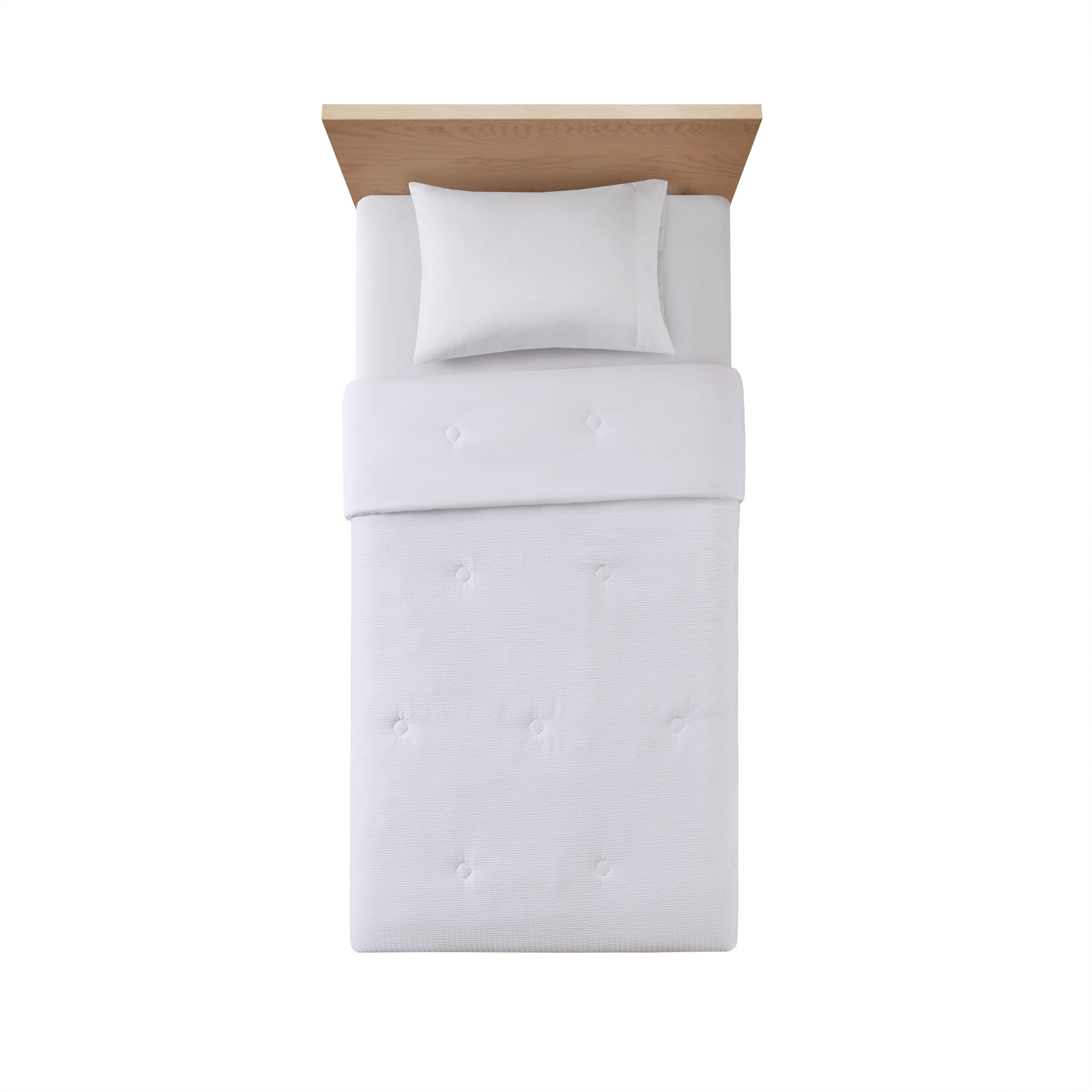Mainstays Twin/Twin XL Comforter, Reversible Down Alternative, All-Season, White Seersucker