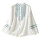 thumbnail image 4 of MHFRRA Camisa de Manga Larga Holgada y Cómoda para Mujer, Estilo Étnico Retro, con Bordados, Estilo Primaveral Blanco, 4 of 4