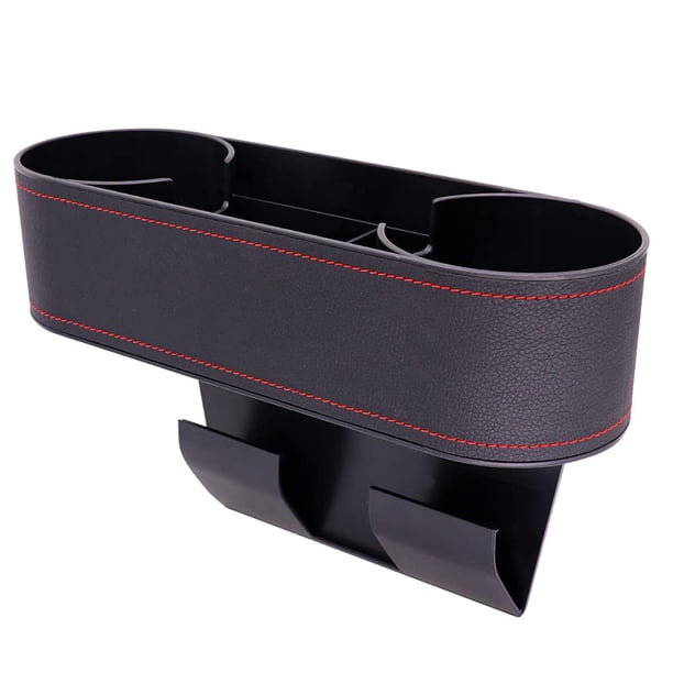 Portavasos para coche, organizador para huecos de asiento, portavasos multifuncionales con cubierta de cuero PU, relleno de huecos para consola central de inserción lateral