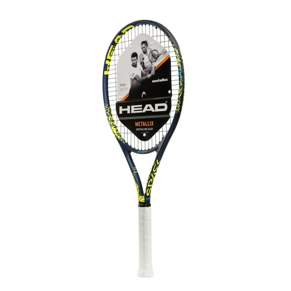 HEAD MX Spark Elite Adult Tennis Racquet, Strung, 27 In, 102 Sq. In. Head Size, Navy/Yellow, 9.3 Ounces