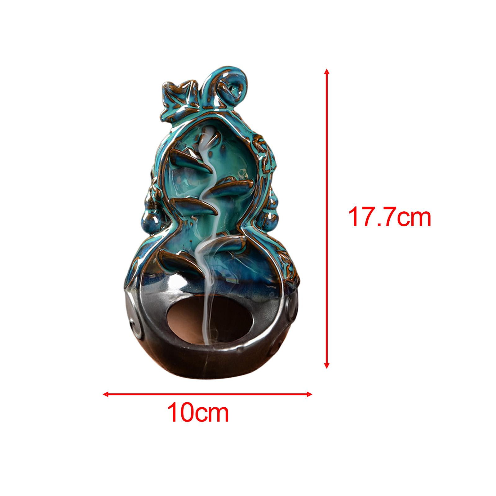 WLPZXP Gourd Backflow Incense Burner Art Crafts Aroma Ornament Waterfall Incense Holder Blue