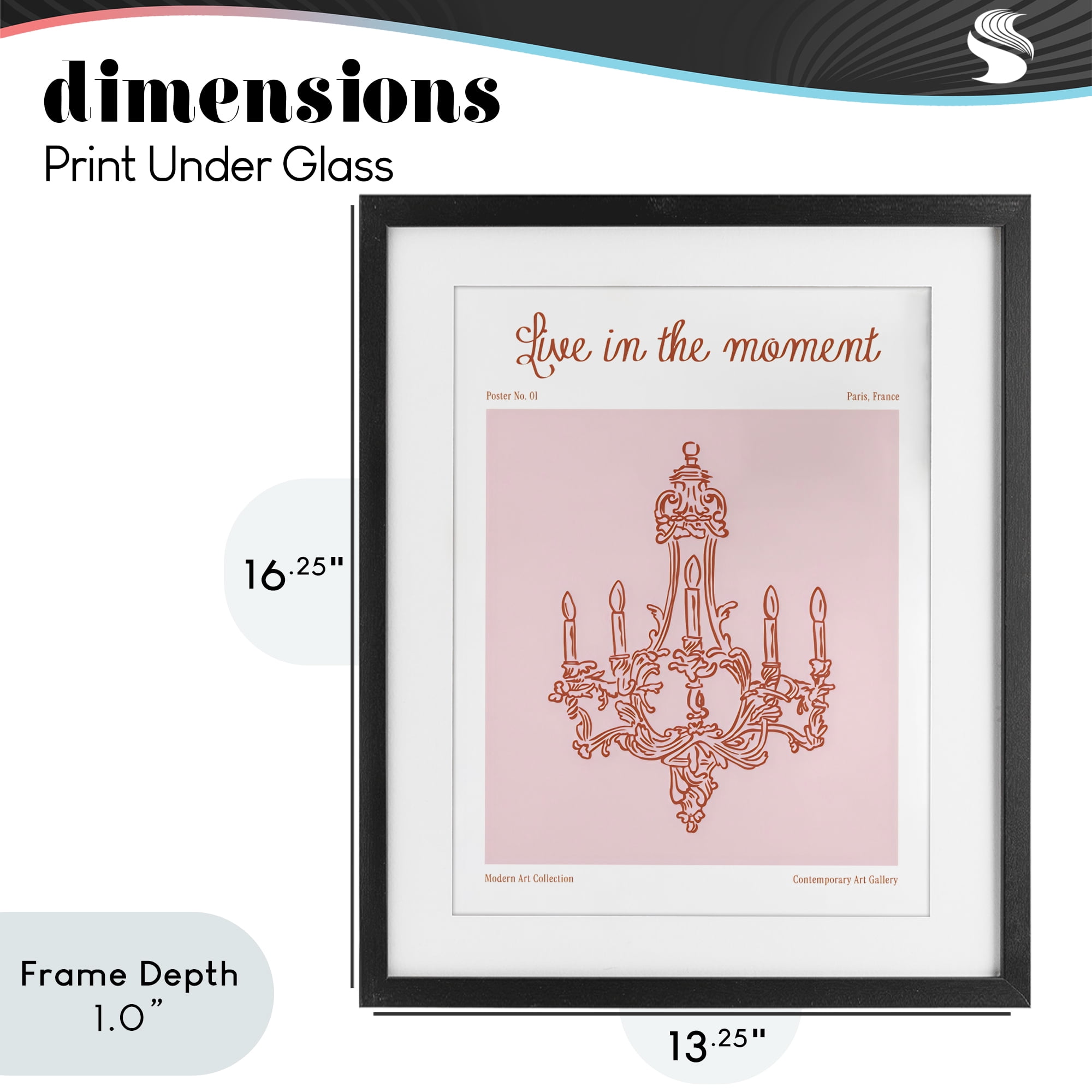 Stupell Industries Live In The Moment Chandelier Black Framed Print Under Glass, design by The Prints Vibe