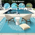 thumbnail image 3 of HOMERRY Geometric Floral Outdoor Rug Straw Plastic Area Rug for Balcony Pool RV Waterproof Reversible Carpet, Light Blue, 8'x 10', 3 of 7