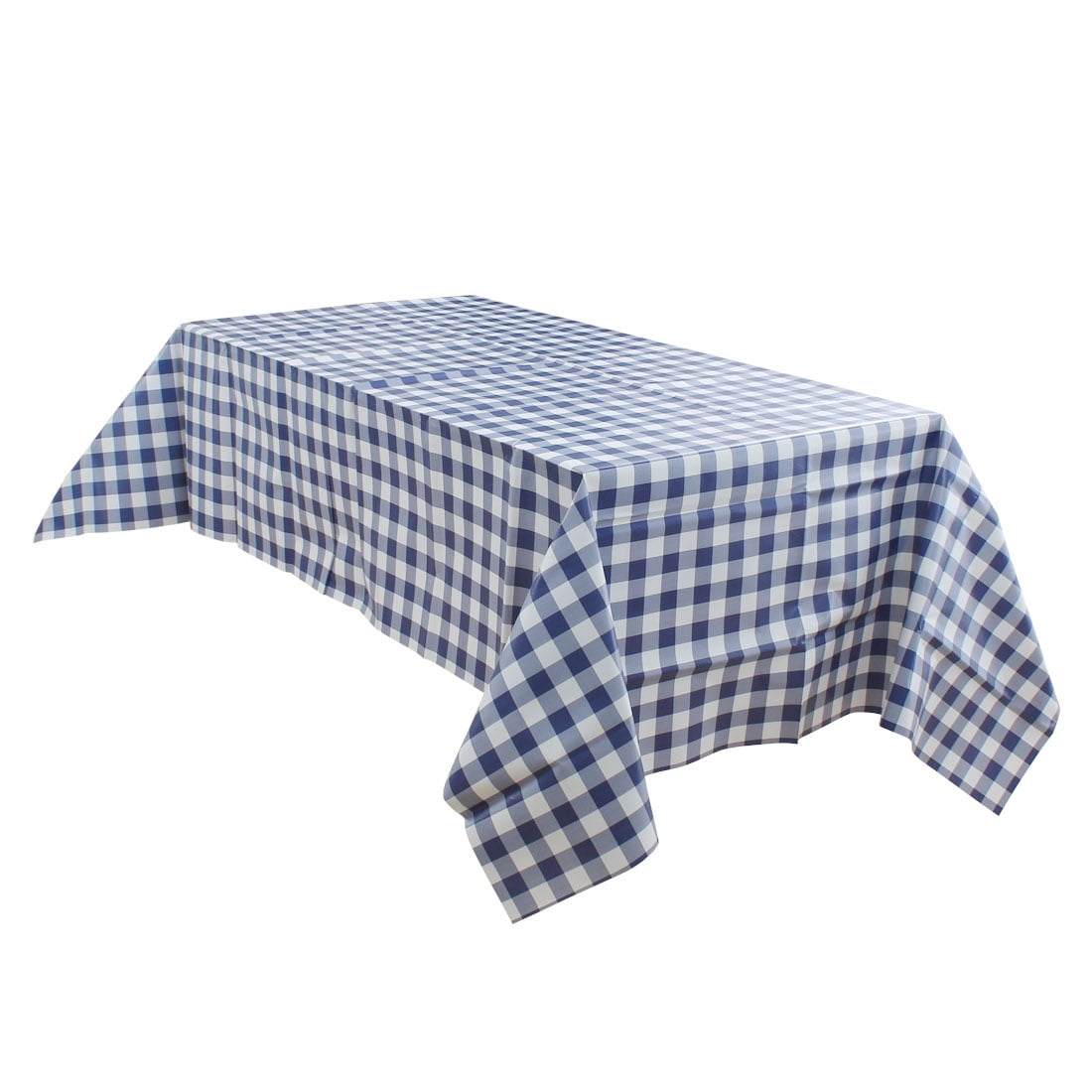 PiccoCasa Wipe Clean PVC Tablecloth Kitchen Dining Cover Plaid Blue