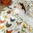 thumbnail image 4 of Homewish Bohemian Style Chicken 7 Pieces Bedding Comforter Set,Rustic Leaves Full Bedding Set,Colorful Farm Animal Fitted Sheet Flat Sheet For Girl Kid,Breathable Home Decor Reversible, 4 of 8