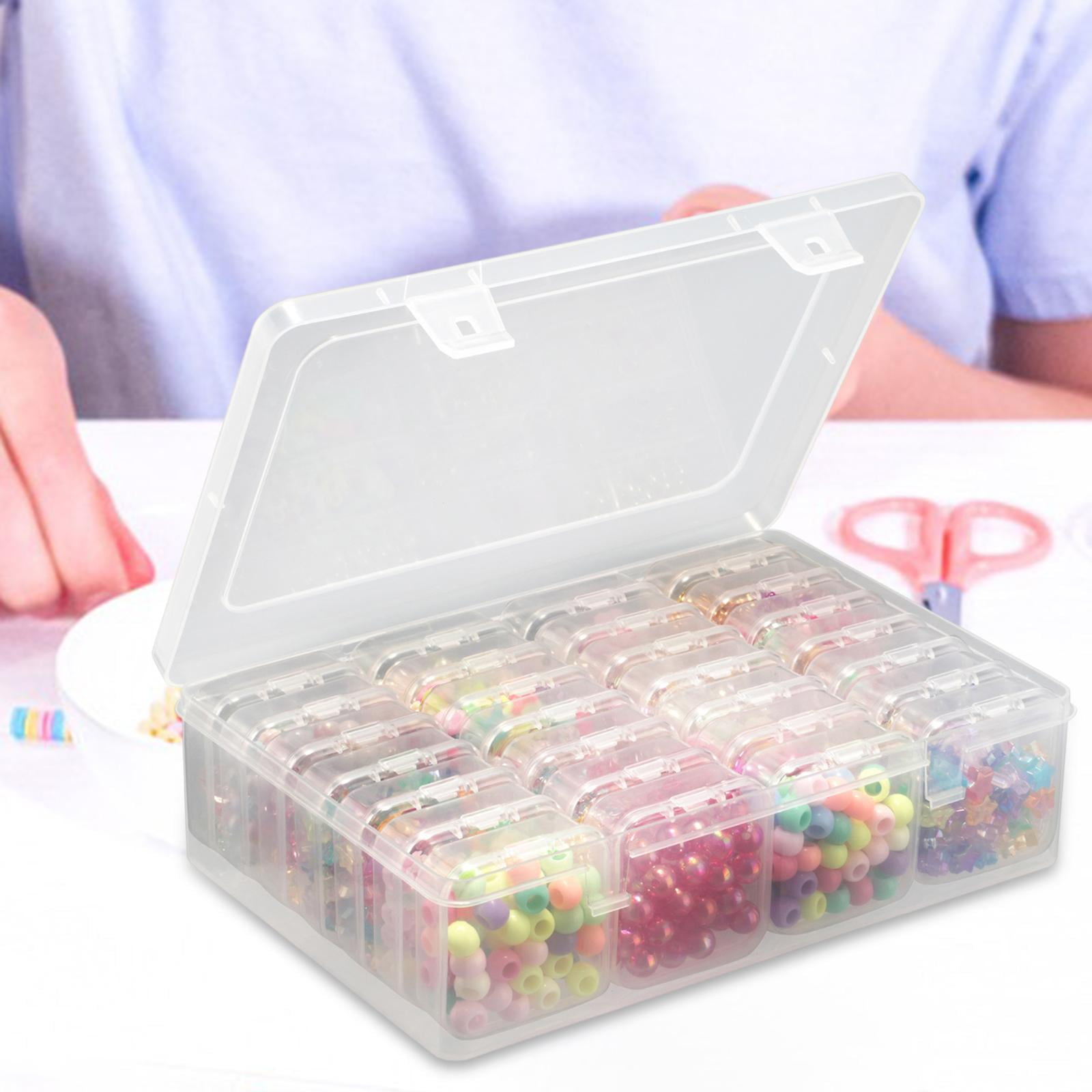 Milageto Mini Carry Case Transparent Container Beads Small Bead Storage Organizer Box 21.8cmx15cmx5.8cm