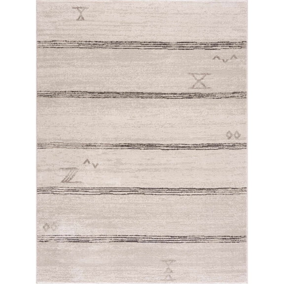 BoutiqueRugs Deja Farmhouse Area Rug - Cream, Charcoal - 2' x 3'