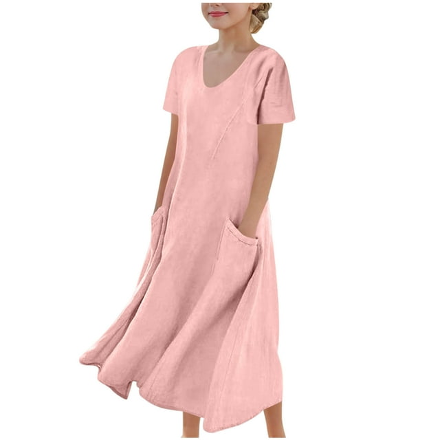 Tranfacy Robe d'Été pour Filles, Robe Maxi pour Jeunes Filles, Robe à Manches Courtes pour Fille, Robe de Princesse à la Mode et Mignonne, Robe Respirante Douce et Confortable