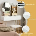 thumbnail image 6 of Gymax Vanity Table Set Lighted Mirror Storage Drawer Shelf Cushion Stool White, 6 of 9