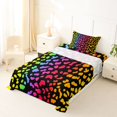 thumbnail image 3 of Manfei Ink Rainbow Twin Sheets, Neon Leopard Print Bedding, Black Pink Orange, 3 Pieces, 1 Flat Sheet, 1 Fitted Sheet and 1 Pillowcase, 3 of 6