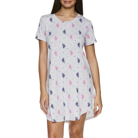 U.S. Polo Assn. Women's and Women's Plus Short Sleeve Nightgown Pajama Dress