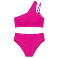 thumbnail image 5 of Tween Girls One Shoulder Color Block Two Piece Bikini Swimsuit with Chest Pad for Beach Swimming Summer 9-10 Years, 5 of 6