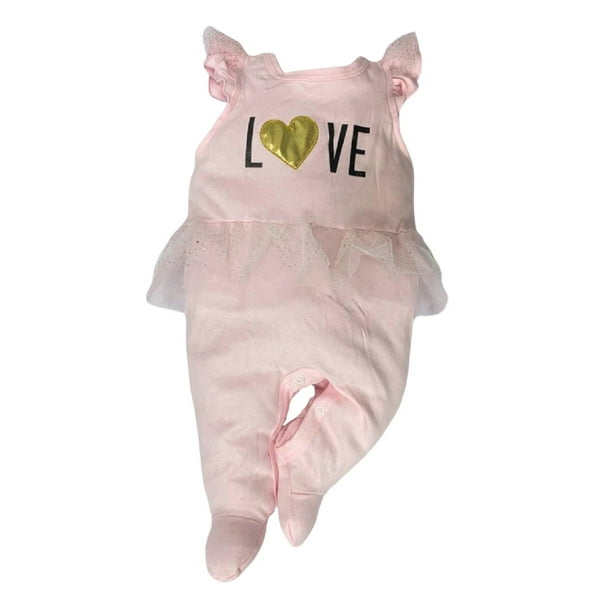 Mameluco de algodón estampado con tutu Kiss Love Baby Kisses Mameluco0202