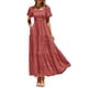 thumbnail image 1 of Vestido Maxi PRETTYGARDEN con Escote Cuadrado y Mangas Abullonadas Rosa Talla L, 1 of 8
