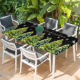 thumbnail image 2 of Black Christmas Tree Table Cloths for 4 Foot Rectangle Tables, Xmas Tree Snowflake Winter Holiday Patio Waterproof Elastic Fitted Tablecloths, Washable Rectangular Table Cover for Camping, 2 of 8