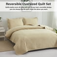 thumbnail image 4 of Smuge Ultrasonic Quilt Set, Reversible Lightweight Soft Microfiber Bedspread Coverlet, Solid Beige, 3 Piece Set (1 Bedspread, 2 Pillow Shams), Twin Size, 4 of 8